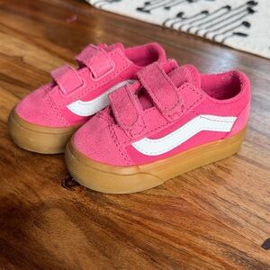 Vans Kids Pink Suede Sneakers with White Side Stripe
